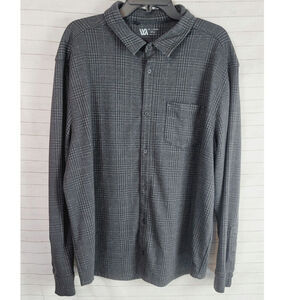 VRST Long Sleeve Winter Button Up Shirt in Pure Black/Charcoal, sz XXL